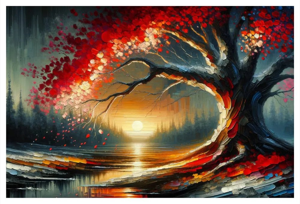Tablou arborele vieții la apus