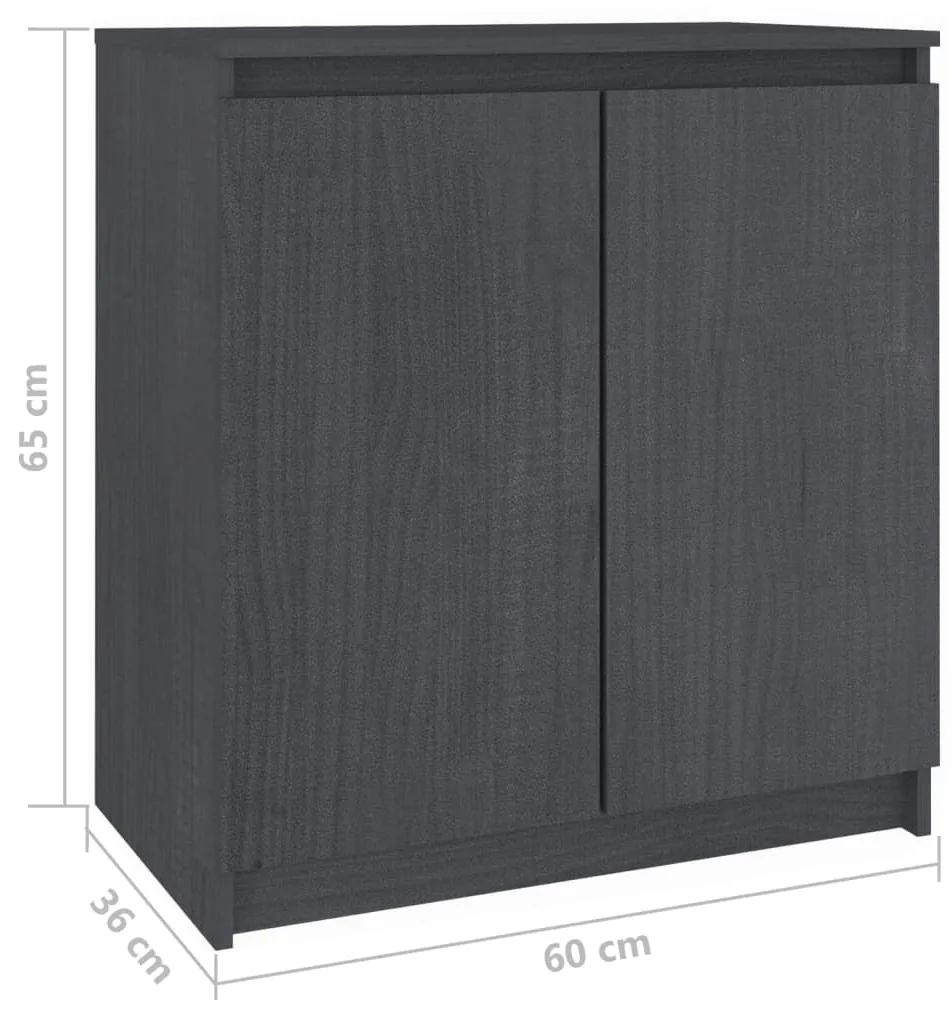 Dulap lateral, gri, 60x36x65 cm, lemn masiv de pin 1, Gri