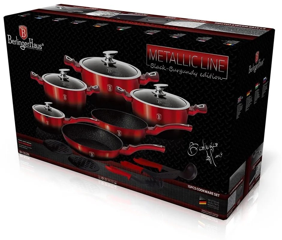 Set oale marmorate 15 piese Black Burgundy Line Berlinger Haus BH 1632N