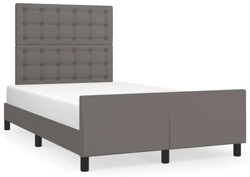 3270564 vidaXL Cadru de pat cu tăblie, gri, 120x190 cm, piele ecologică