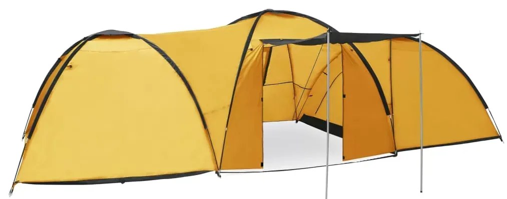 Cort camping 8 persoane,terasa,Galben