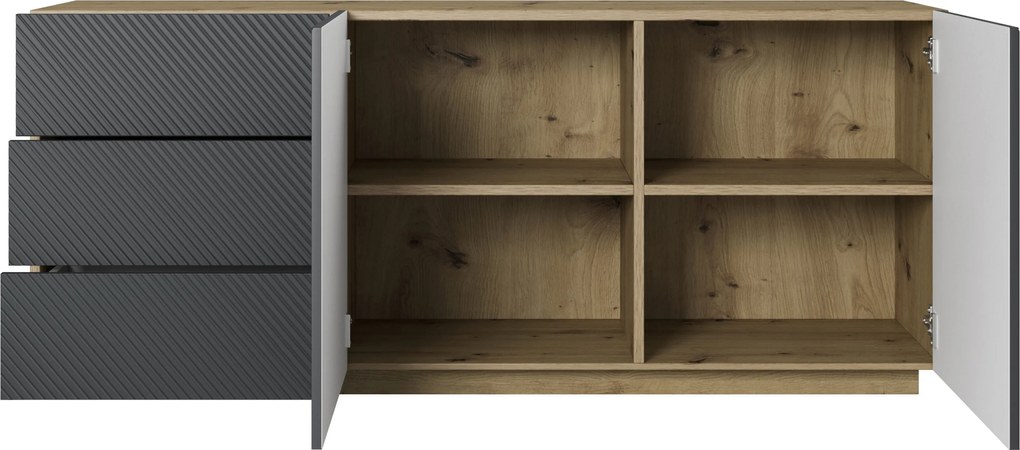 Comodă Asha 167 cm cu două uși și sertare - artisan / rivier stone mat