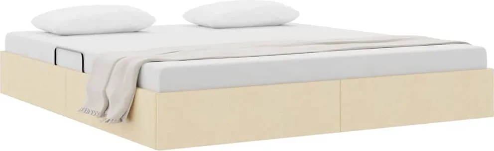 vidaXL Pat cu storage cu headboard Creme 160 x 200 cm țesătură