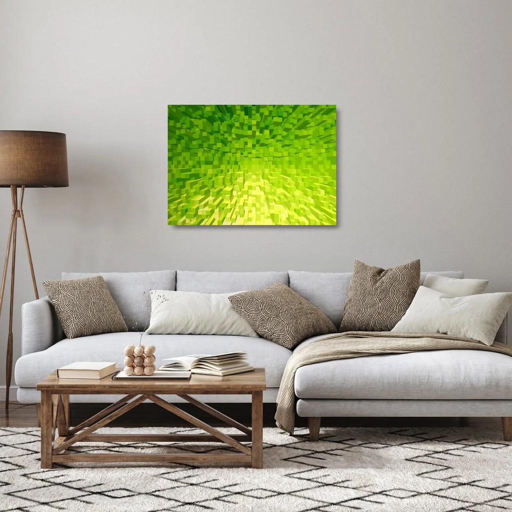 Tablou pe sticlă cuburilor galbenverzui (70x50 cm)