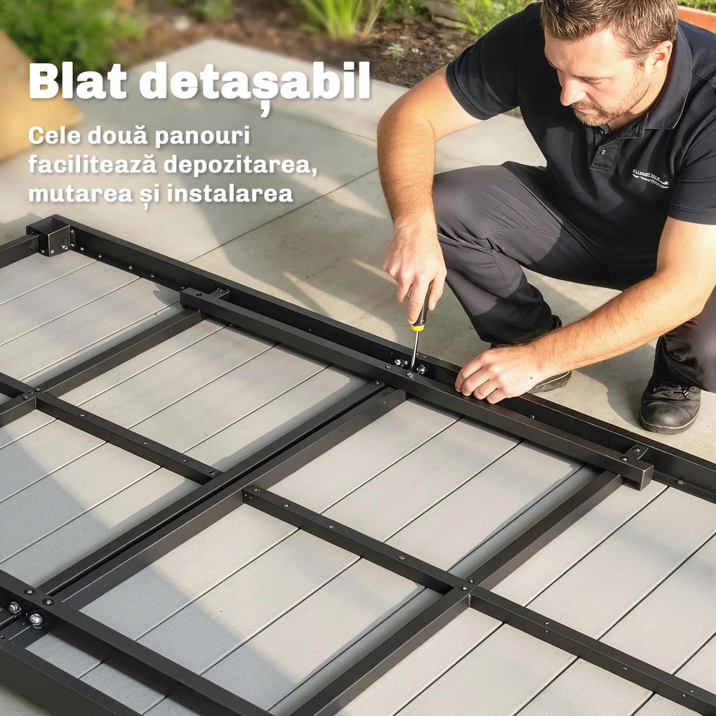 Outsunny Set Mese de Exterior cu Scaune Stivuibile, Gri | Aosom Romania