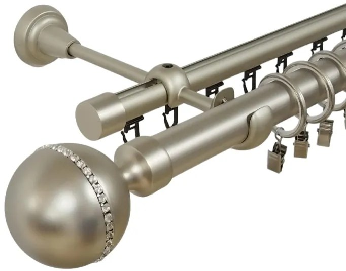 Galerie dubla kalisto crystal , teava neteda si profil,grosime 25 si 19mm, crom mat (Alege marime: 200 cm)