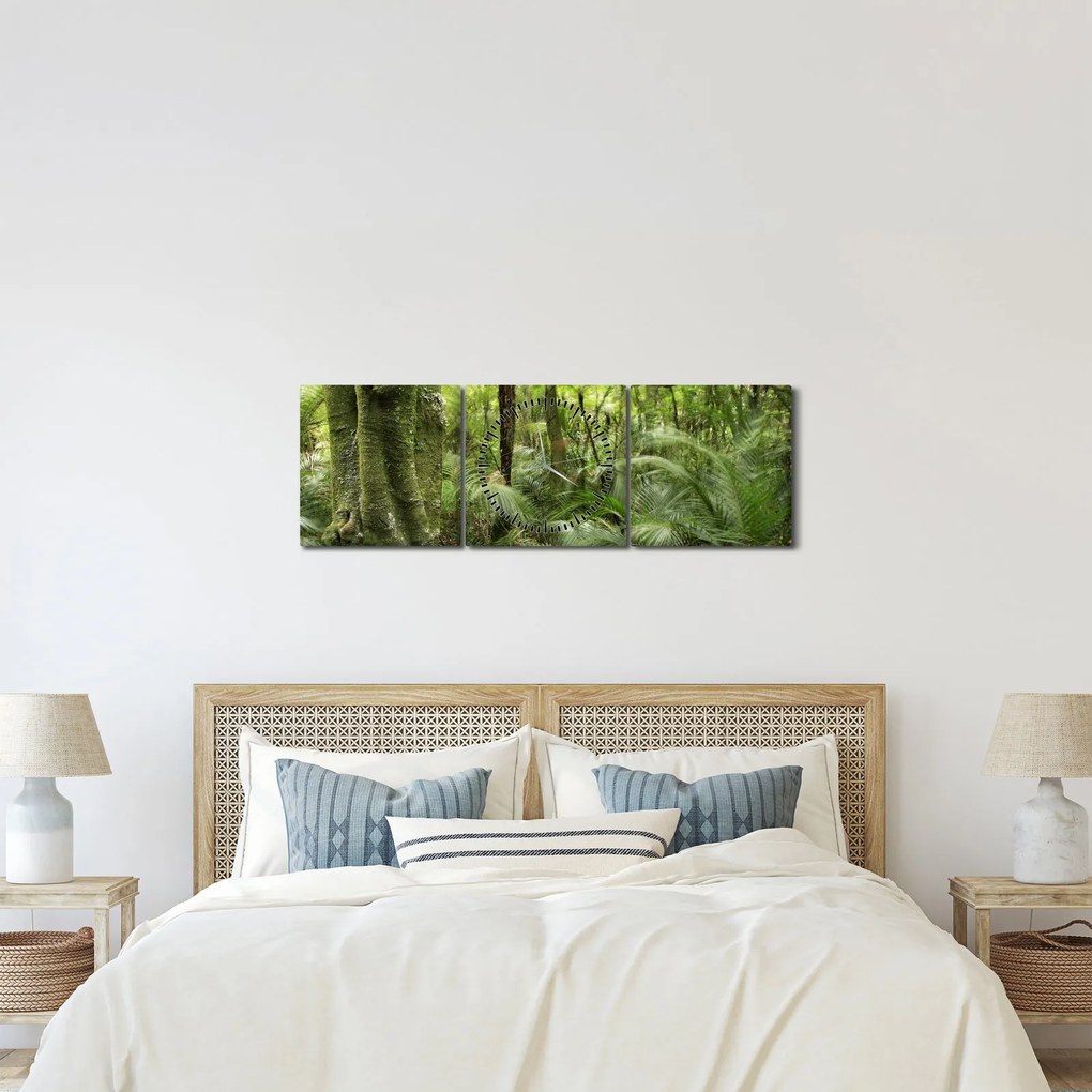 Tablou - Pădure tropicală (cu ceas) (90x30 cm)