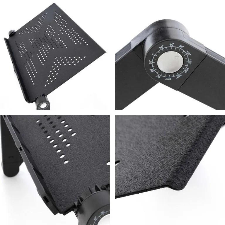 Birou pentru laptop cu USB - 42 x 28 cm, răcoritor, negru