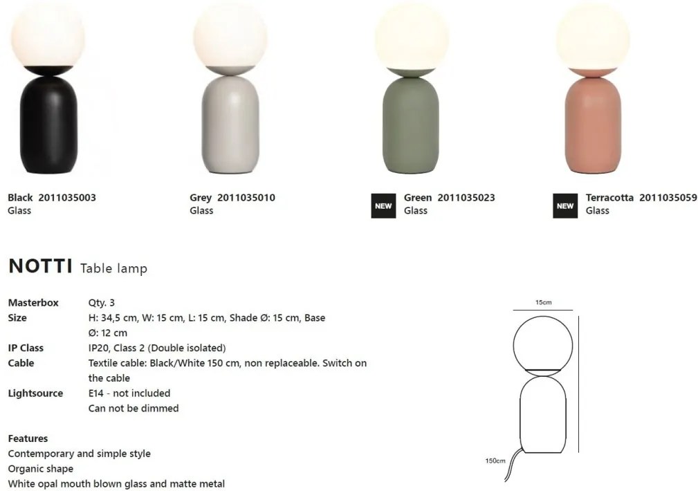 Veioza, lampa de masa design modern Notti terracotta