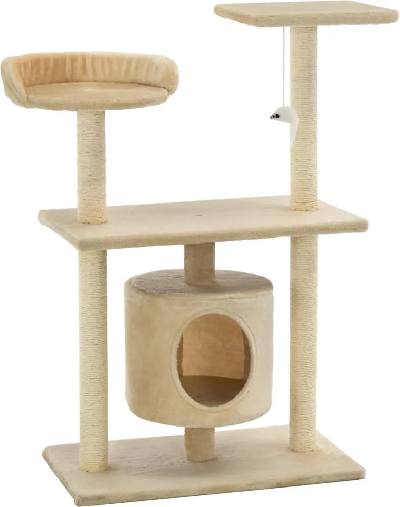 vidaXL Ansamblu pentru pisici cu stâlpi din funie de sisal, 95 cm Bej