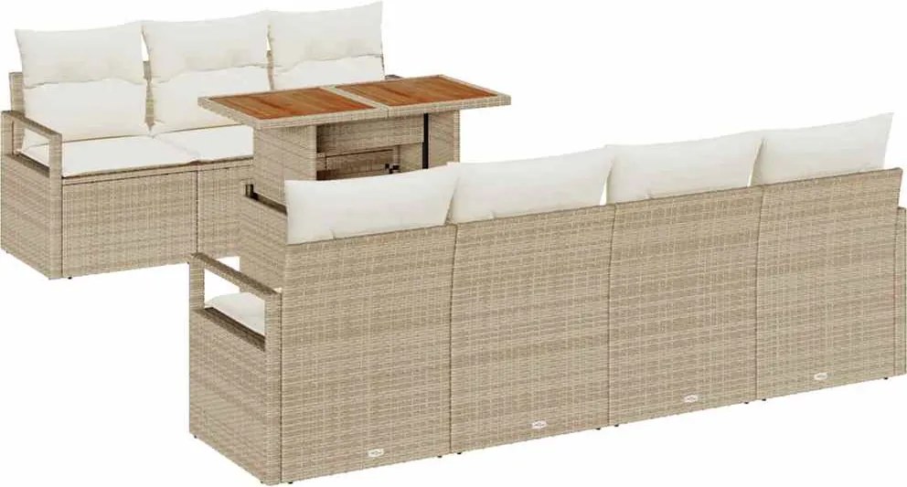 vidaXL Set de canapele pentru grădină 8 pcs Bej Rattan poli