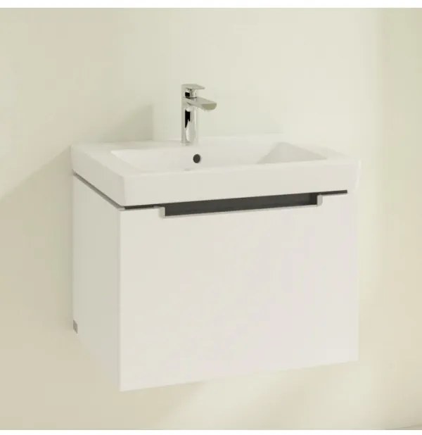 Set mobilier 58.7cm Villeroy&Boch Subway 2.0 alb lucios, cu lavoar Subway 2.0, A68700DH+7113F001