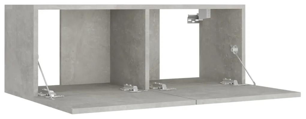 Set dulap TV, 4 piese, gri beton, lemn prelucrat 4, Gri beton, 80 x 30 x 30 cm