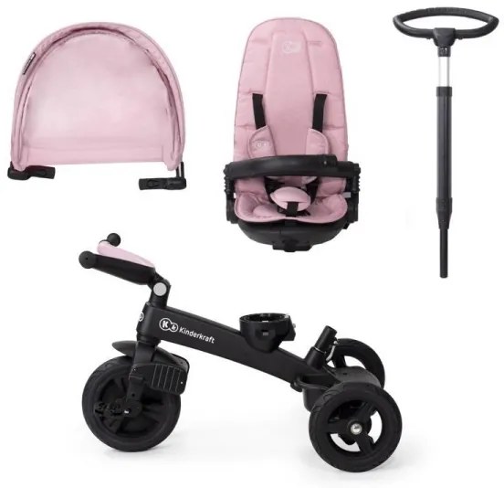 Tricicletă pentru copii 5v1 EASYTWIST roz/neagră KINDERKRAFT