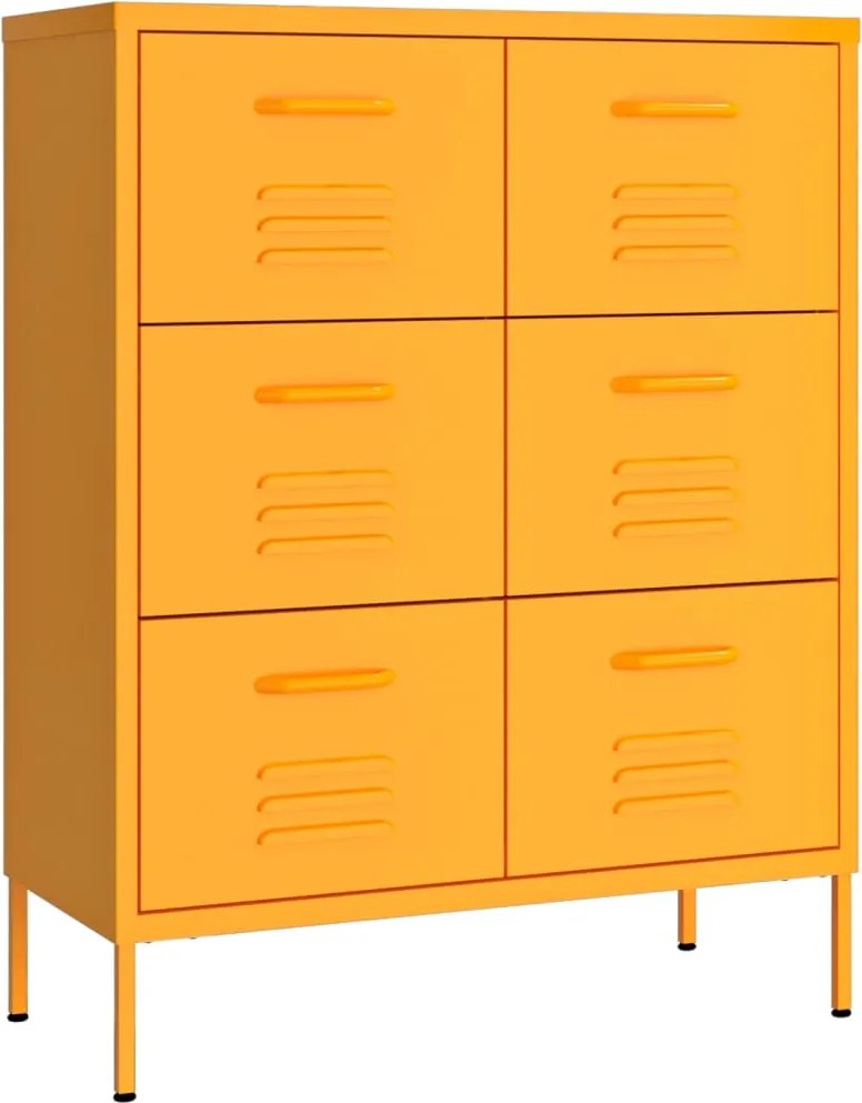 vidaXL Dulap cu sertare, galben muștar, 80x35x101,5 cm, oțel