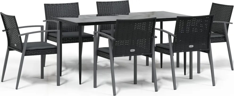 vidaXL Set mobilier de grădină cu perne, 7 piese, poliratan și oțel
