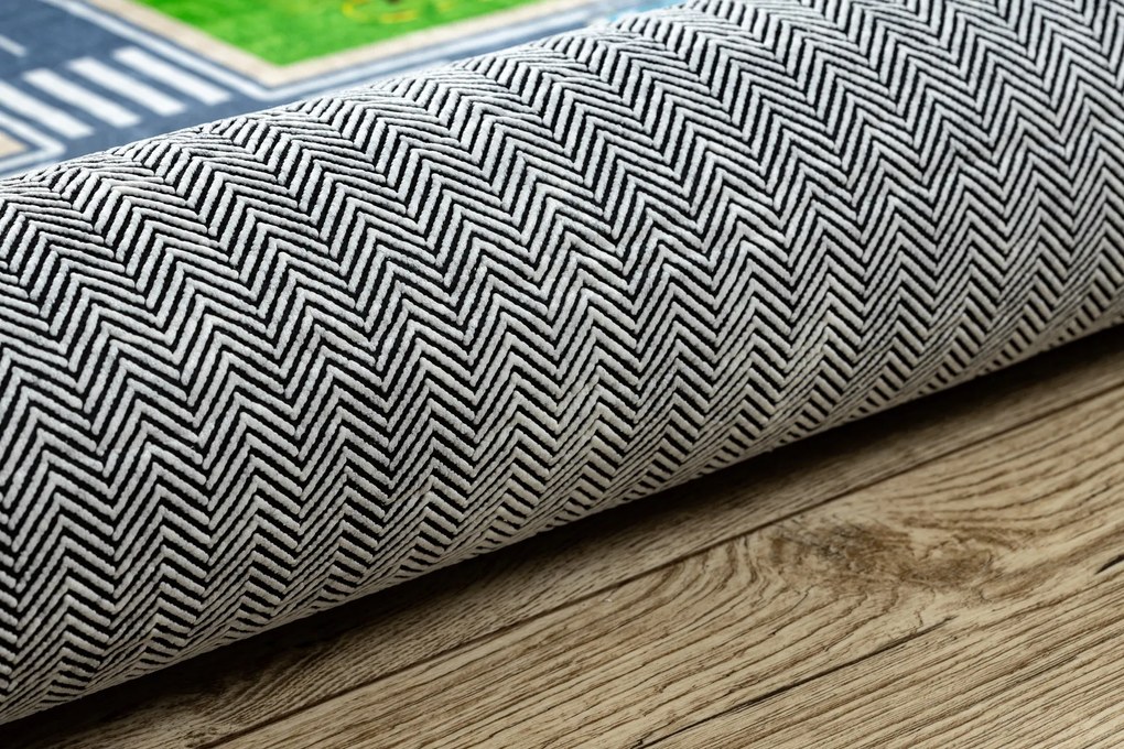 BAMBINO 2624 covor lavabil Oraș, străzi pentru copii anti-alunecare - verde / gri