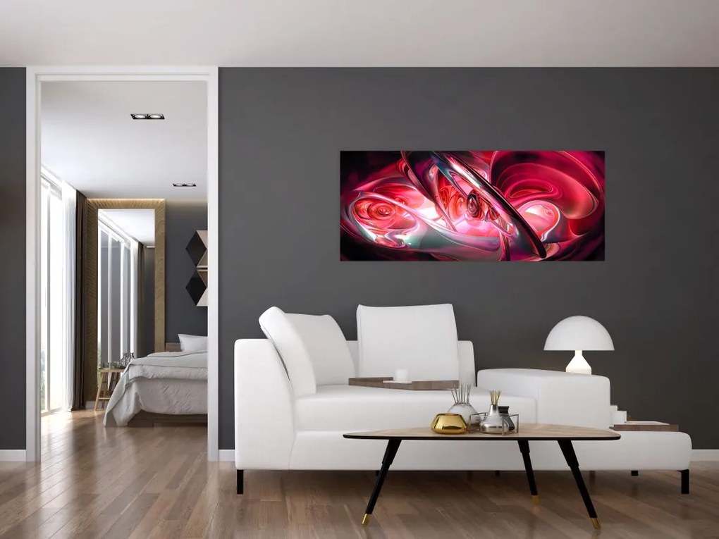 Tabloul fractalilor în roșu (120x50 cm)