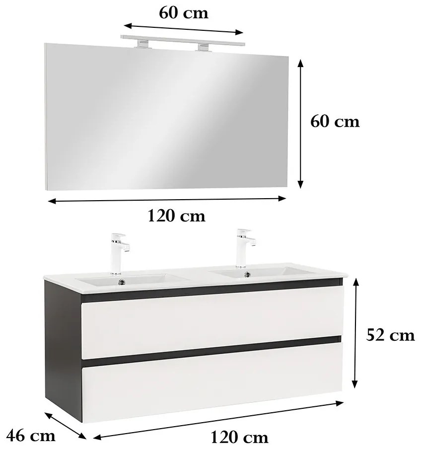 Mobilier complet de baie Vario Forte 120 antracit-alb