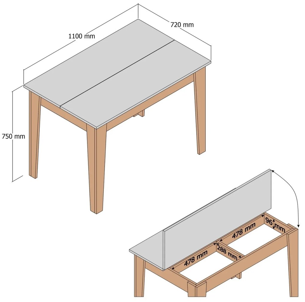 Masa de bucatarie Kiev Nuc 110x72x75 cm