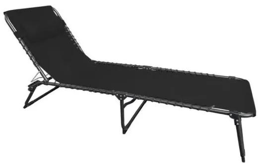 Sezlong pentru gradina, metalic, reglabil, negru, 190x58x28 cm, Veracruz