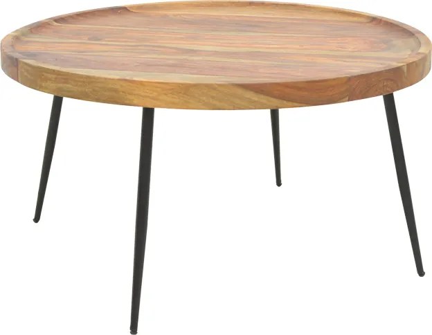 Masuta Rotunda De Cafea Torman Lemn Masiv Palisandru, Finisaj Nuc Diametru 75 Cm