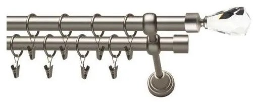 Galerie metal dubla - Crystal 25/19 - crom mat (Alege marime: 320 cm)