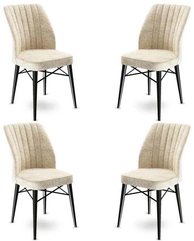 Set 4 scaune haaus Flex, Crem/Negru, textil, picioare metalice