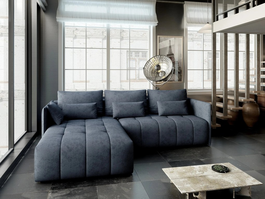 Colțar extensibil dumonde cu ladă de depozitare si sezut confortabil din spuma high-density, Malta Enjoy Antracit 235x185 cm