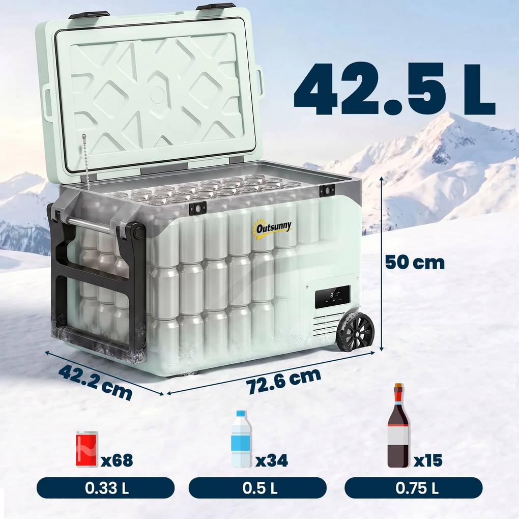Outsunny Frigider Portabil 42,5L cu Compresor și Control prin Aplicație, -20℃ la 20℃ | Aosom Romania