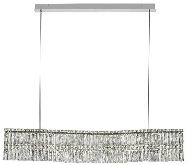 Lustra suspendata LED crom, cristale sticla NUVIA 120cm