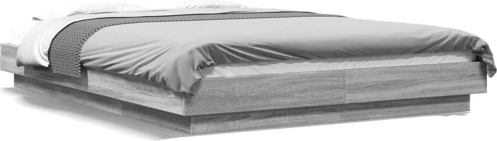 vidaXL Cadru de pat, gri sonoma, 140x190 cm, lemn prelucrat