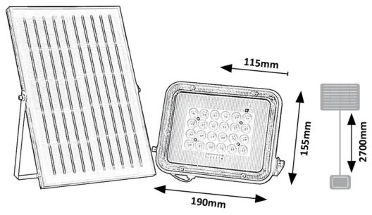 Rabalux 77141 - Proiector solar LED MELK 6,5W, 3,2V, 1000mAh, IP65