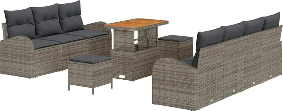 vidaXL Set de canapele pentru grădină cu pernă cu pernă 10 pcs Gri