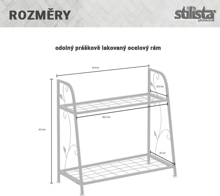 STILISTA Suport pentru plante, 61,5 x 61,5 x 29 cm, oțel