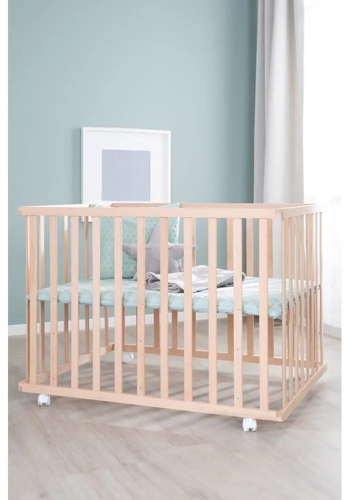 Țarc pentru copii în culoare naturală cu înălțime reglabilă/cu roți 75x100 cm Style – Roba