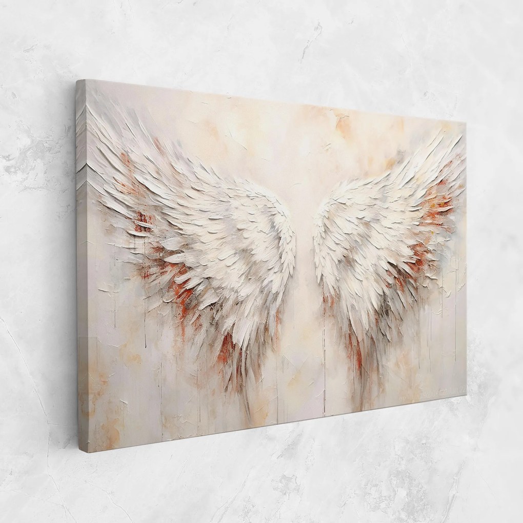 Tablou Canvas, 20x30cm, Dormitor si Living, Moderne, Textura de pictura, White Bloody Wings