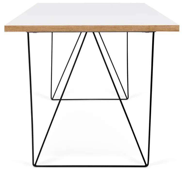 Birou TemaHome Flow cu picioare negre, 140 x 75 cm, alb