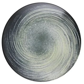 Set veselă 24 de piese verde/negru/porțelan