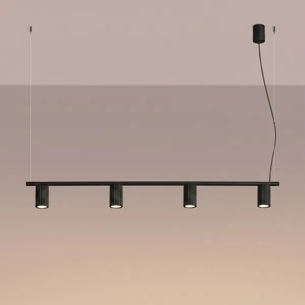 Sollux SL.2712 - Lustru suspendat pe cablu KARBON 4xGU10/10W/230V negru