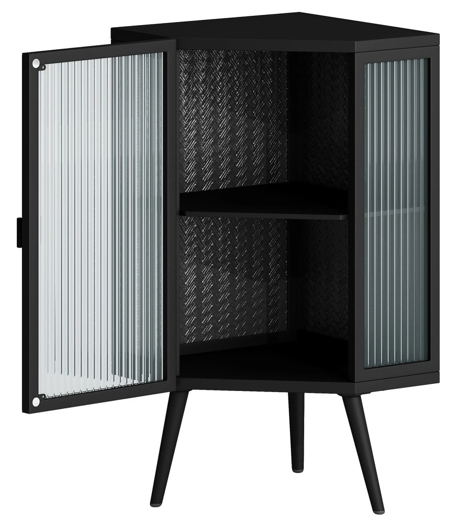 Dulap colțar cu ușă din sticlă, Negru | Aosom Romania