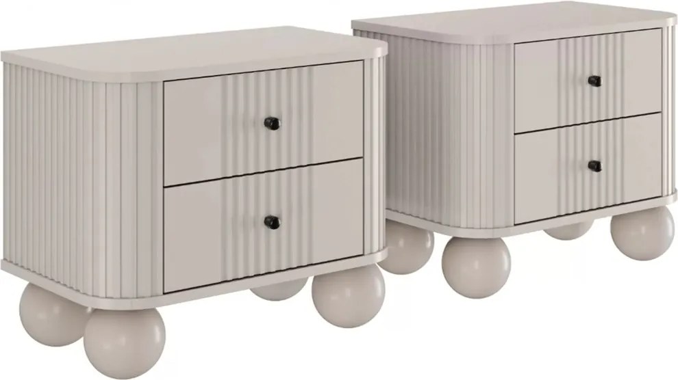 Set noptiere Vesper 56 cm - cașmir / mânere negre / picioare rotunde