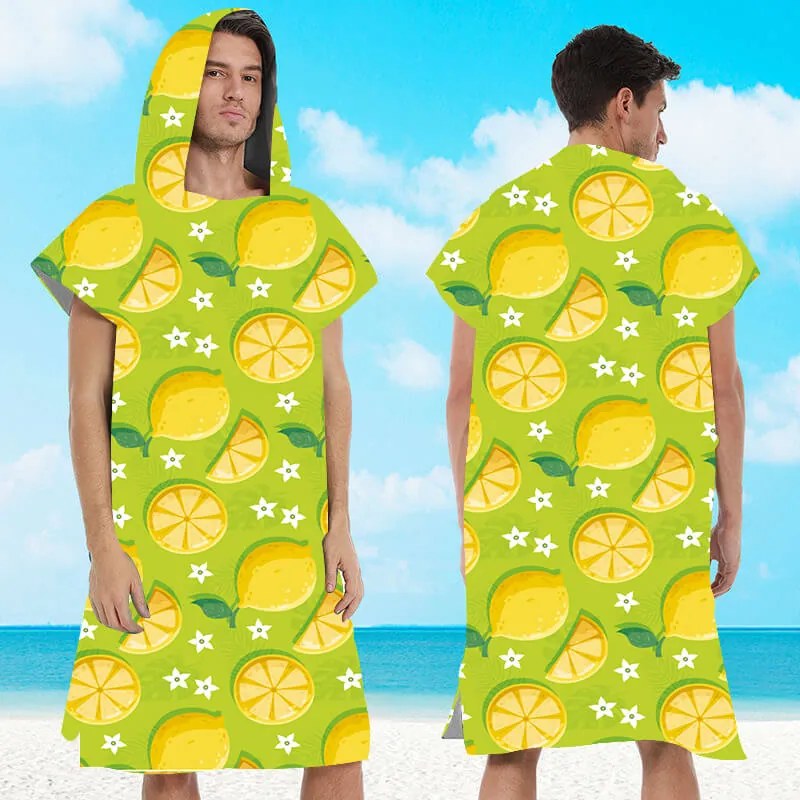 Poncho prosop de plaja LEMONS verde 80x145 cm
