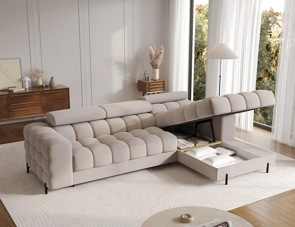 Coltar extensibil dreapta 3 locuri ELTAP, RT-18SO, Felro, 285x181x93 cm, lemn/poliester, bej