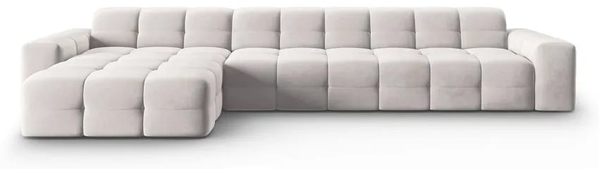 Colțar gri deschis cu tapițerie din catifea (pe partea stângă) Kendal – Micadoni Home