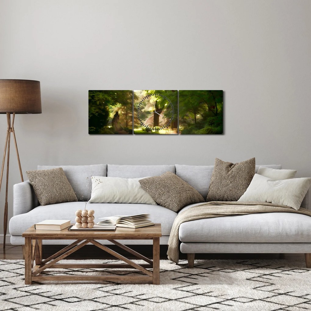 Tablou cu parc (cu ceas) (90x30 cm)
