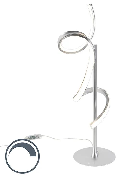 Lampă de masă de design argintiu cu LED și dimmer - Krisscross