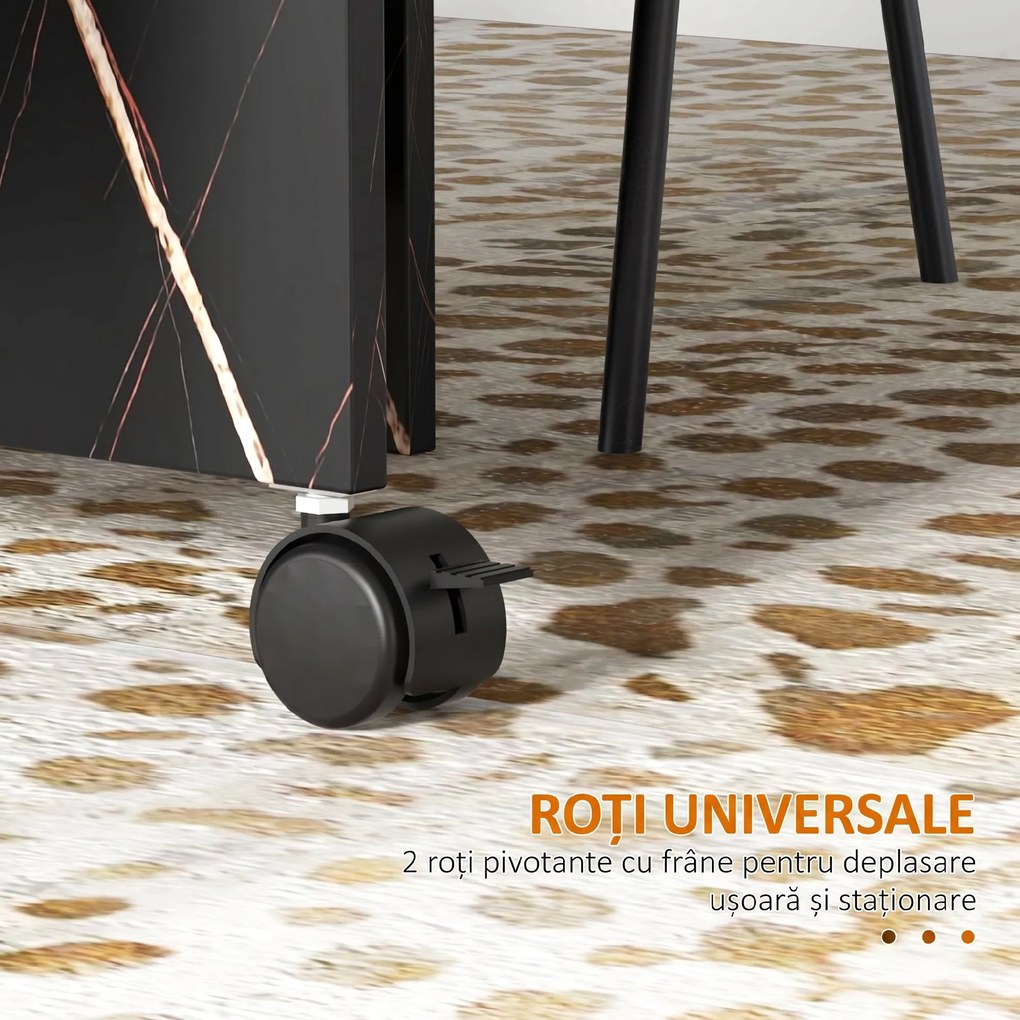 HOMCOM Masă Pliabil Multifuncțional Con Roți E 2 Extensii In Lemn 120x80x73cm | Aosom Romania