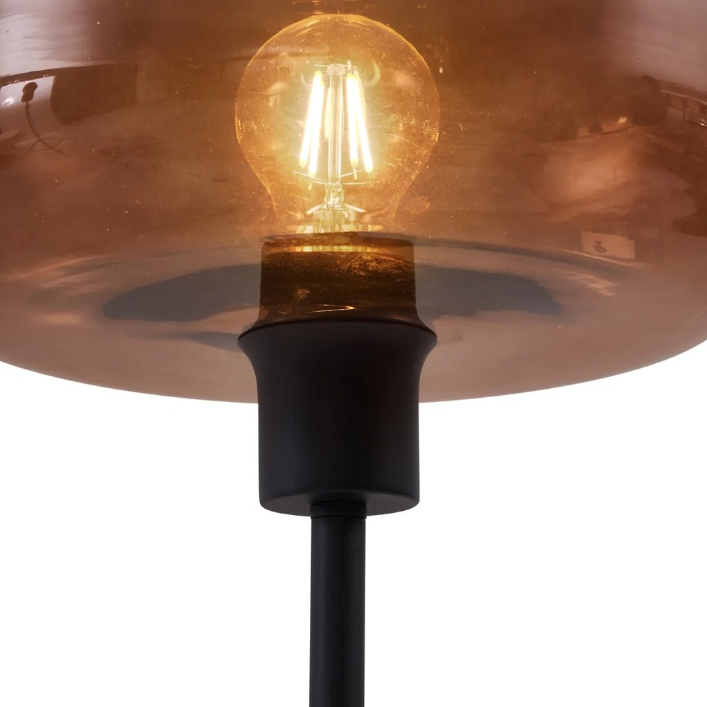 Lampă de podea retro neagră cu sticlă bronz - Bizle
