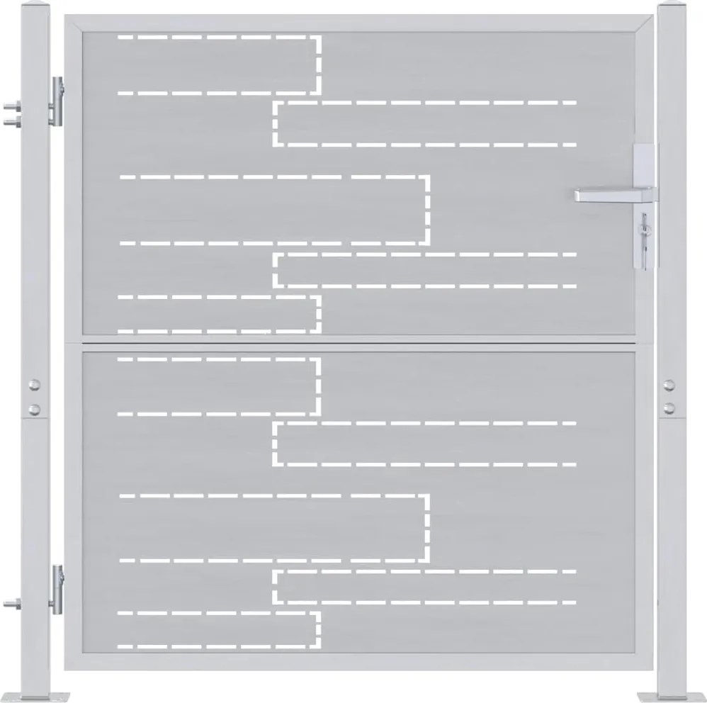 vidaXL Poartă de grădină Argintiu 85 x 97 cm Oţel inoxidabil